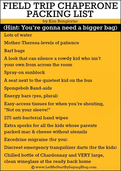 School Field Trip Packing List, Field Trip Essentials For Teachers, Field Trip Packing List School, Things To Bring On A School Field Trip, Parent Field Trip Outfit, Things To Pack For A School Field Trip, Chaperone Field Trip Mom Outfit, Field Trip Chaperone Outfit, Chaperone Field Trip Mom