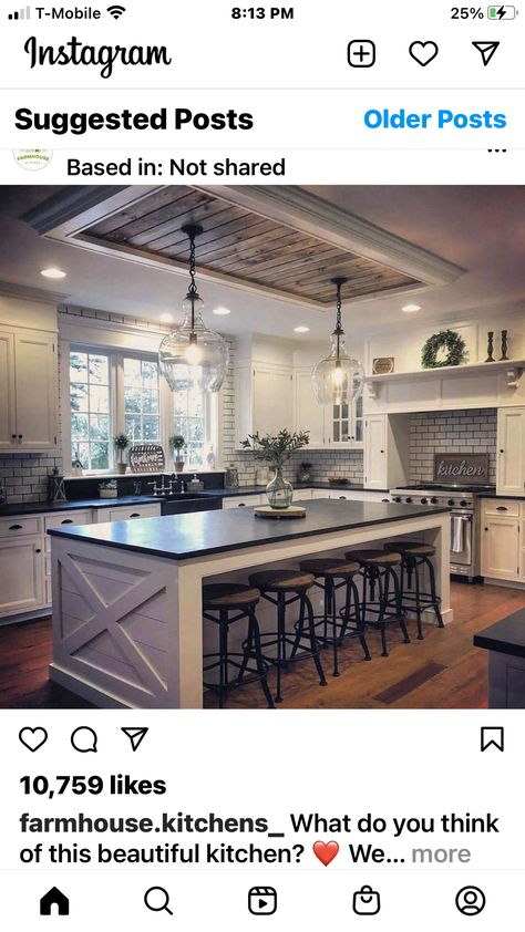 Kitchen Ceiling Design, Accent Ceiling, Ceiling Detail, Farmhouse Kitchen Design, Kitchen Ceiling, Beautiful Farmhouse, Kitchen Upgrades, Farmhouse Interior, E 40