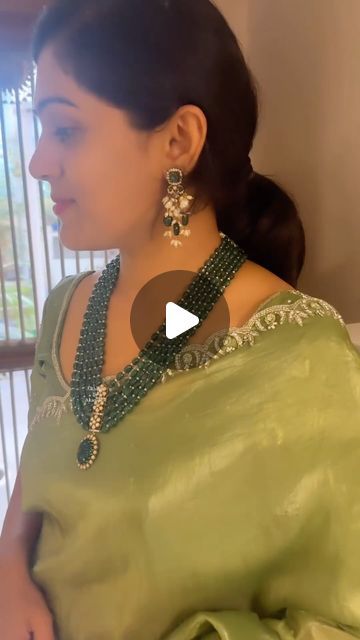 AR Bling  ~ Silver jewellery by Akanksha on Instagram: "Emerald victorian pendant set in mossonites Crafted in fine silver 92.5 hallmarked with 24k  gold plated ✨
We customise as per you choice with intricate in-house karigars✨

Frame @rao_sahiti 
Saree @samathareddystudio 
DM for price details and link in bio✨
thank porder please text us on WhatsApp : 9989404484📨
..
..

Delivery 25 business days 🛍
Ready stock immediate dispatch 🛍

Silverjewellery#92.5#customisedjewellery 
bridesofinstagram#bridesofhyderabad#
#southindianbrides#puresilverjewellery#mossonitepolki#kundan#nakshi#instagram#arbling#happyshopping#onlinestore#uniquejewellery" Black Diamond Nallapusalu, Emerald Beads Jewellery, Elegant Black Beads With Gold Details, Black Beads With Victorian Pendant, Elegant Luxury Black Mangalsutra, Luxury Traditional Black Mangalsutra, Black Beads Mangalsutra, Black Beads Mangalsutra Design, Gold Mangalsutra