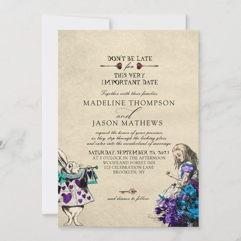 Vintage Elegant Dark Alice in Wonderland Wedding Dark Alice In Wonderland Wedding, Wonderland Wedding Invitations, Dark Alice In Wonderland, Alice In Wonderland Wedding, Wonderland Wedding, Through The Looking Glass, 10th Anniversary, Vintage Elegant, Photo Gifts