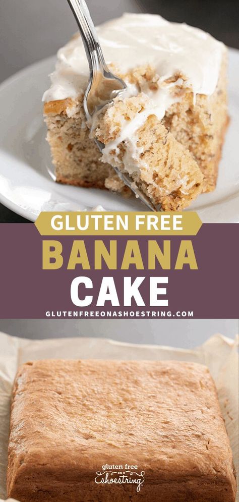 :) Gluten Free Banana Cake, Banana Snacks, Gluten Free Cake Recipe, Gluten Free Banana Bread, Banana Cake Recipe, Cake With Cream Cheese Frosting, Banana Dessert, Gluten Free Banana, Gluten Free Cake