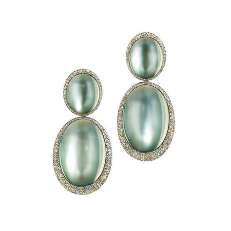 Thomas Jirgens, Jewellery Expensive, Angel Accessories, Green Moonstone, Haute Jewelry, Mountain Earrings, Multicolor Jewelry, Green Mountains, Precious Jewels