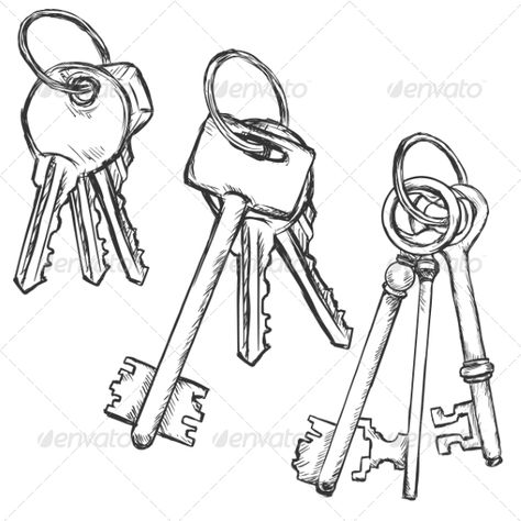 Vector Set of Three Sketch Keys Bunchs    http://graphicriver.net/item/vector-set-of-three-sketch-keys-bunchs-/8550760?ref=damiamio       file types: jpg, eps     Created: 11August14 GraphicsFilesIncluded: JPGImage #VectorEPS Layered: No MinimumAdobeCSVersion: CS Tags: cartoon #clef #clipart #close #clue #design #doodle #handdraw #house #icon #illustration #image #imagery #interface #isolated #key #lock #object #open #outline #penciling #protection #safe #safety #sign #sketch #symbol #touches #v Key Drawings, Bunch Of Keys, 30 Day Art Challenge, Mouthwatering Food, Food Tattoos, Key Tattoo, House Icon, Object Drawing, Industrial Design Sketch