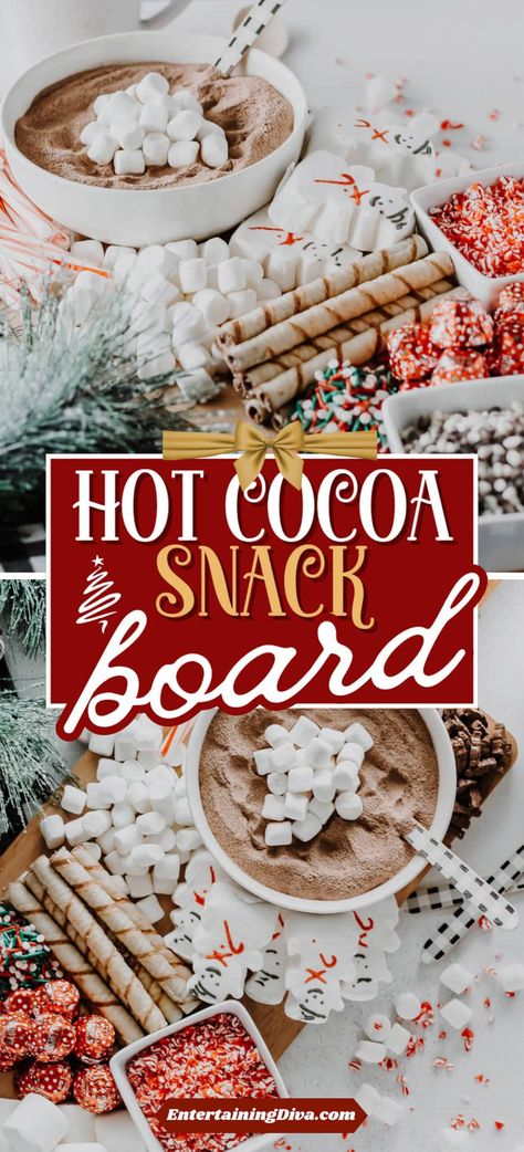 Hot Cocoa Snack Board | Holidays Christmas Chili Bar Ideas, Hot Chocolate Bar For Christmas, Smores Charcuterie Board, Hot Cocoa Charcuterie Board, Hot Cocoa Board, Fun Charcuterie Board, Hot Chocolate Charcuterie Board, Hot Chocolate Charcuterie, Chocolate Charcuterie Board