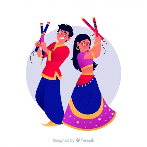 Dandiya dancers | Free Vector #Freepik #freevector #people #party #hand #hand-drawn Dandiya Poster Design, Navratri Poses, Navratri Banner, Class Poster Design, Dancing Poses, Garba Dance, Beautiful Summer Wallpaper, Rajasthani Art, Character Dance