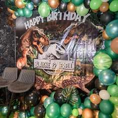 Roarrrrrr!   - Jurassic Theme Party Tent Decor, Jurassic Park Party Ideas, Park Party Ideas, Confirmation Party Ideas, Dino Party Decorations, Jurassic Birthday, Dinosaur Birthday Decorations, Lumberjack Birthday Party, Jurassic Park Party