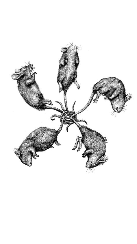 Odd Tattoos, Teeth Illustration, Tattoos 2024, Rat Tattoo, Lab Ideas, King Picture, Rat King, Mouse Tattoos, Stippling Art