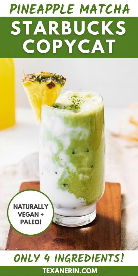 Pineapple Coconut Smoothie Recipes, Pineapple Matcha, Matcha Starbucks, Lavender Matcha, Macha Tea, Vegan Starbucks, Aesthetic Cocktails, Pineapple Coconut Smoothie, Matcha Drink Recipes