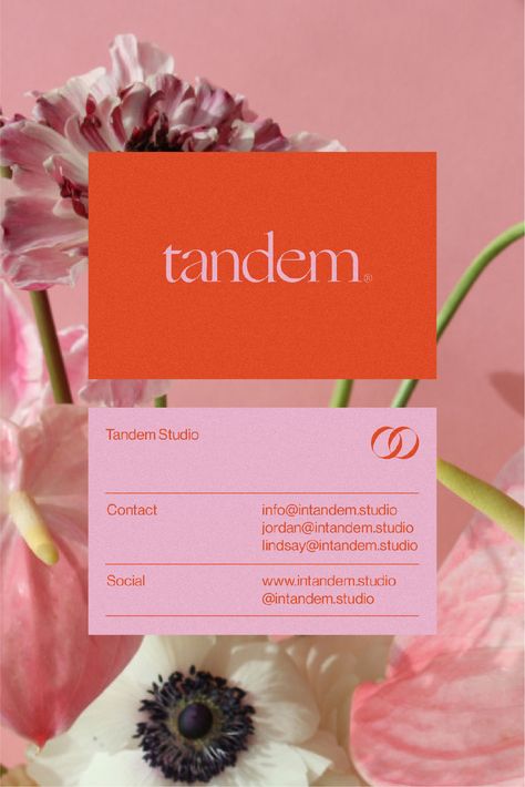 Vesiet Eclectic Design Graphic, Colorful Brand Identity, Red And Pink Graphic Design, Cool Business Cards Creative, Business Card Colorful, Feminine Business Card Design, Pink And Red Branding, Fun Business Cards, Flower Shop Business Card