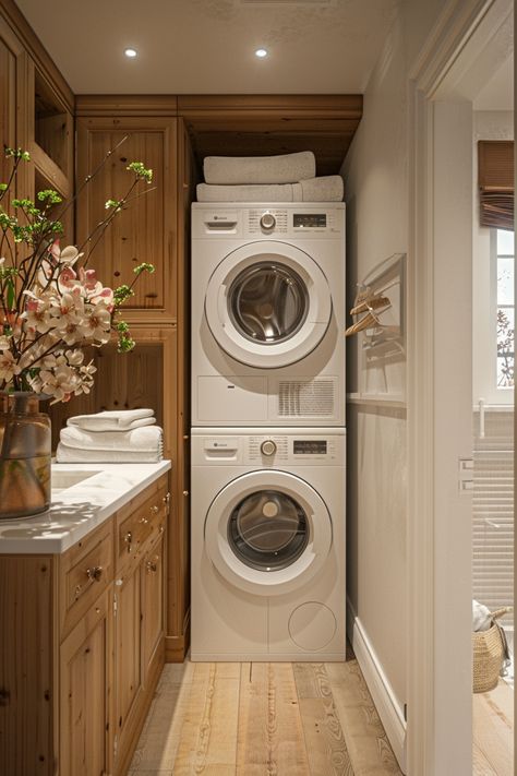 Tiny Laundry Mudroom, Narrow Laundry Rooms Ideas, Stacked Laundry Room Closet, European Laundry In Kitchen, Laundry Nook In Bathroom, Laundry Room Deep Freezer, Garage And Laundry Room Addition, Small Laundry Room Ideas Stackable Mudroom, Laundry Bedroom Ideas