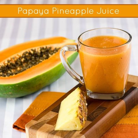 Pineapple Juice Recipes, Papaya Juice, Papaya Seeds, Juicer Recipes, Smoothie Detox, Healthy Juice Recipes, Smoothie Diet Plans, Natural Juices, Healthy Smoothie