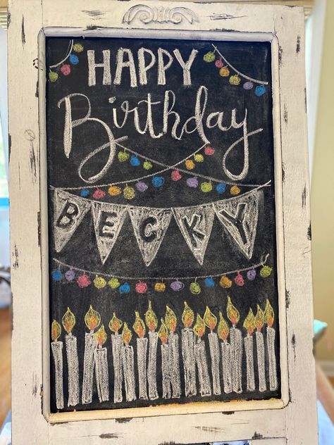 Chalk Birthday Art, Chalk Art Birthday, Happy Birthday Chalkboard Art, Birthday Chalkboard Ideas, Birthday Signs, Blackboard Happy Birthday, Chalkboard Birthday Sign, Birthday Party Chalkboard Sign, Chalk Happy Birthday Sign