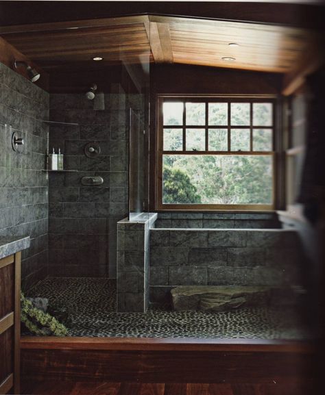 Rustic Bath, Ideas Hogar, Rustic Bathrooms, Tub Shower Combo, Dream Bathrooms, Rustic Bathroom, House Bathroom, Beautiful Bathrooms, Amazing Bathrooms