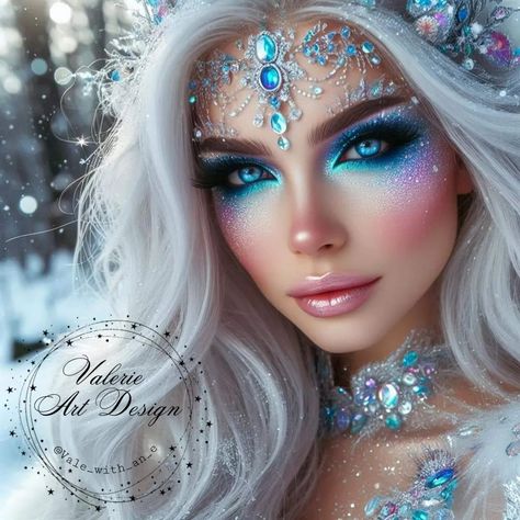 Frozen challenge hosted by @david_beret Thank you @emeraldeyeforai for the invite 💕 #frozenchallenge Christmas Fairy Makeup, Winter Mermaid, Winter Elf, Fairy Make-up, Rainbow Eye Makeup, Makeup Winter, Holloween Makeup, Winter Costume, Festival Makeup Glitter