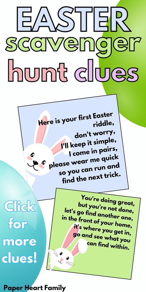 Looking for unique Easter egg hunt ideas? Why not use this Easter Scavenger Hunt! You could hide an egg with each scavenger hunt clue. Use this free printable indoors, even older kids will love it! Easter Basket Scavenger Hunt Clues Free Printable, Free Printable Easter Egg Hunt Clues, Easter Egg Hunt Clues For Kids, Easter Scavenger Hunt Clues For Older Kids, Easter Scavenger Hunt Clues For Outside, Easter Egg Hunt Ideas For Older Kids, Easter Scavenger Hunt For Teens, Unique Easter Egg Hunt Ideas, Easter Egg Scavenger Hunt Clues