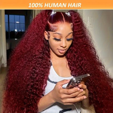 Faster shipping. Better service Red Curly Side Part Wig, Burgundy Hair Curly Wig, Different Black Women Hairstyles, Cute Red Head Hairstyles, 99j Deep Wave Wig Styles, Deep Wave Burgundy Wig Styles, Red Swoop Wig, 13 By 4 Lace Frontal Styles, Styles For Wet And Wavy Wigs