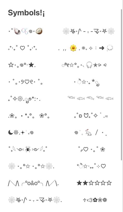 How To Make Aesthetic Letters, Fonts Emoji Aesthetic, Emojis With Symbols, Aesthetic Symbols Caption, Angel Emoji Aesthetic, Aesthetic Imogies, Aesthetic Emjio Combo, Symbols Combos Aesthetic, Text Emojis Aesthetic