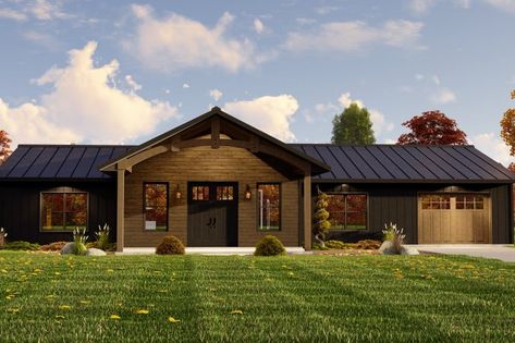 Barndominium Style House Plan - 2 Beds 2 Baths 1737 Sq/Ft Plan #1064-267 - Houseplans.com 2 Bed 2 Bath Barndominium, Rustic House Plans, Barn Style House Plans, House Plans One Story, Ranch Style House Plans, Garage House Plans, Barndominium Floor Plans, Country House Plan, One Story Homes