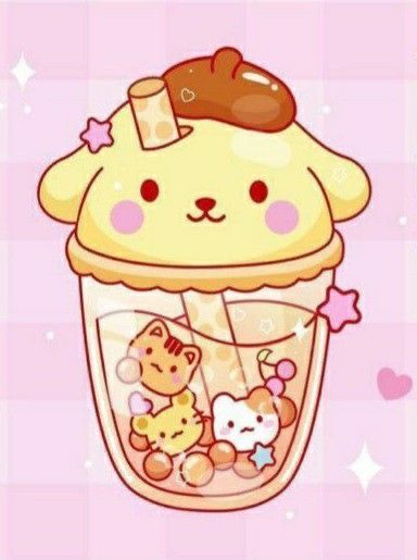 Sanrio Bubble Tea, Pom Pom Purin Drawing, Sanrio Boba, 귀여운 음식 그림, Walpaper Hello Kitty, Kitty Drawing, Cute Food Drawings, Hello Kitty Drawing, Hello Kitty Cartoon