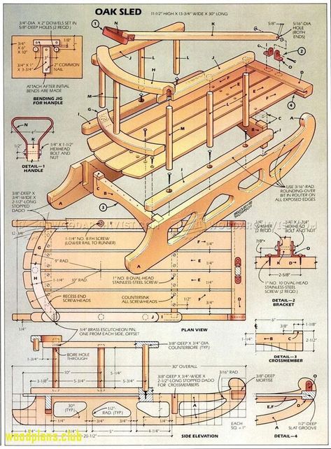 Plans include Very detailed materials list, diagrams and instructions Step by Step.But unlike most of the Adirondack chair designs available, this one is also very easy to build. Wooden Sled, Diy Snow, Snow Sled, Simple Projects, Cad Software, Popular Mechanics, Wood Plans, Wooden Projects, Woodworking Projects Plans