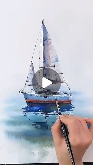 Sailboat Painting Watercolor, Sailboat Drawing, City Sketch, Paint Watercolor, Sailboat Painting, Watercolor Landscape Paintings, Learn Art, Step By Step Painting, Urban Sketching