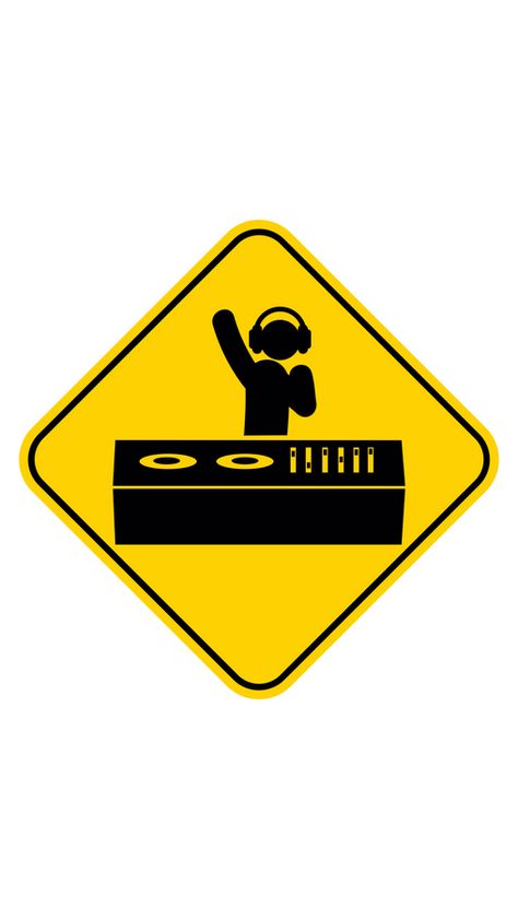 DJ turn it up - we have a party over here. This fanart DJ Road Sign Sticker invites you to a VIP party, which can be attended only by people like you. You know, the role of a DJ has evolved - from... Dj Sticker, Music On Vinyl, One Piece Tattoos, Party Stickers, Sign Sticker, Dorm Posters, Dj Party, Road Sign, Vinyl Music