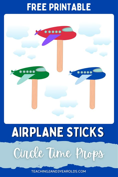 These printable airplane circle time props are a fun way to get toddlers and preschoolers engaged. Perfect for the transportation theme! #transportation #theme #airplane #printable #circletime #prop #toddlers #preschool #teachers #classroom #2yearolds #3yearolds #teaching2and3yearolds Transportation Circle Time Preschool, Air Transportation Theme Preschool, Airplane Activity Preschool, Airplane Preschool Theme, Airplane Crafts For Toddlers, Airplane Activities For Preschoolers, Plane Activities For Toddlers, Airplane Crafts For Preschool, Transportation For Preschool