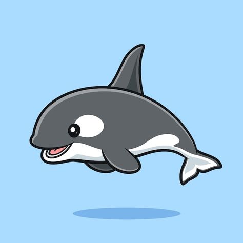 Cute orca killer whale cartoon design vector illustration 🐋 Cute Orca Drawing, Simple Orca Drawing, Cartoon Orca, Orca Characters, Killer Whale, Orca Whales Illustration, Orca Sticker, Cartoon Whale, Black Spades