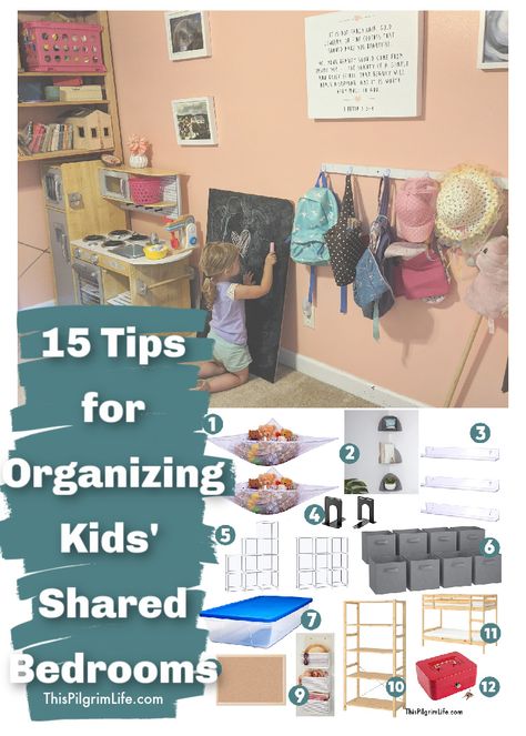 Shared Bedroom Storage, Ikea Wooden Shelves, Sharing A Bedroom, Bedroom Organizing, Bedroom Cleaning, Pilgrim Life, Small Kids Bedroom, Sibling Room, Kids Shared Bedroom