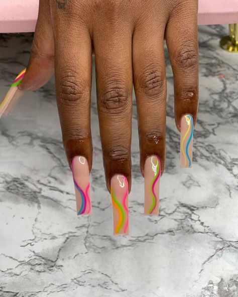 Icing Nails, Lsd Nails, Rainbow French Tip Nails, Ambre Nails, Black Kids Braids, Nail Set Ideas, Rainbow French, Kids Braids Hairstyles, Nails Rainbow