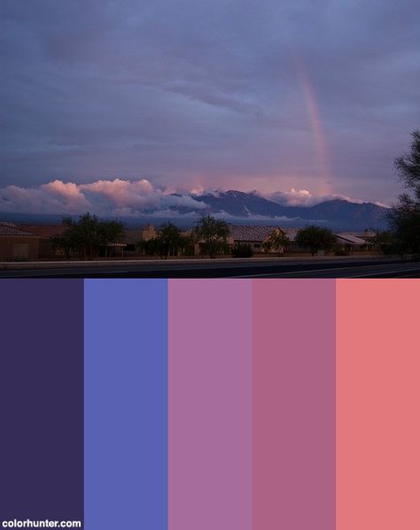 Arizona Monsoon Rainbow With Low Clouds Color Scheme Monsoon Color Palette, Monsoon Colour Palette, Clouds Color Palette, Arizona Monsoon, College Prep, Story Board, Colour Palettes, Tucson, Colour Palette