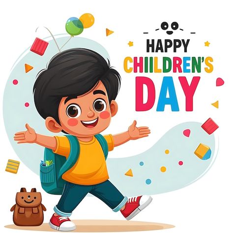 Childrens Day Poster, Happy Childrens Day Poster, Children's Day Poster, Character Actions, Happy Children, Back To School Crafts, Happy Children's Day, School Garden, Child Day