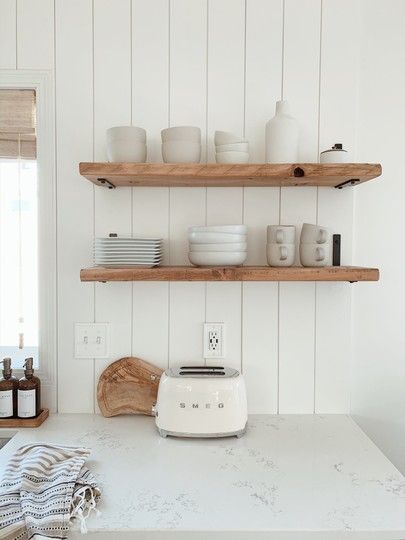 Shiplap Room, Vertical Shiplap, Shiplap Kitchen, Shiplap Backsplash, Shiplap Accent Wall, Wall Planks, White Shiplap, Home Decor Paintings, Open Shelves