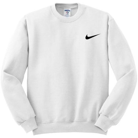 Nike Sweater ($22) ❤ liked on Polyvore featuring tops, sweaters, cotton sweater, white cotton sweater, white top, nike tops and nike Nike Crewneck Outfit, Sweaters Nike, Nike Jumper, Cotton Sweaters, Heavy Sweaters, White Jumper, Cotton Jumper, Nike Sweater, Sweater White