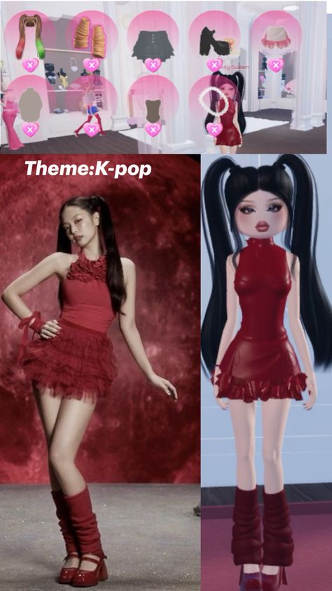 Kim K Dresses, Blackpink Dress, Fancy Dress Code, Kpop Theme, Kpop Dress, Black And Pink Dress, Aesthetic Roblox Royale High Outfits, Theme Dress, Least Favorite