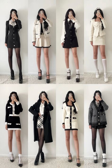 Elegant style, preppy coquette, classy outfits, blair Waldorf style, ootd, outfit inspo, outfit ideas, style inspo, tweed set outfit, kdrama fashion Dress Ootd Ideas, Preppy Style Outfits Aesthetic, Dress Like Blair Waldorf, Old Preppy Aesthetic Outfits, Kdrama Elegant Outfit, Blair Style Waldorf, Tweed Outfit Ideas, Preppy Coquette Outfits, Blair School Outfit