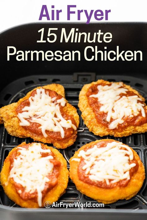 Air Fried Chicken Parm, Chicken Parmigiana Air Fryer, Chicken Parm Tenderloins, Chicken Parm In Air Fryer, Air Fryer Italian Recipes, Air Fryer Chicken Pasta, Chicken Parm Air Fryer Recipes, Airfryer Chicken Parmesan, Hamilton Beach Air Fryer Recipes