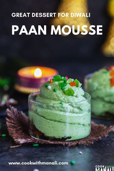 Indian Paan Dessert, Gulkand Desserts, Paan Deserts, Easy Indian Fusion Desserts, Paan Recipe Leaves, Paan Cheesecake, Easy Indian Sweet Recipes, Mouse Recipes, Fusion Desserts