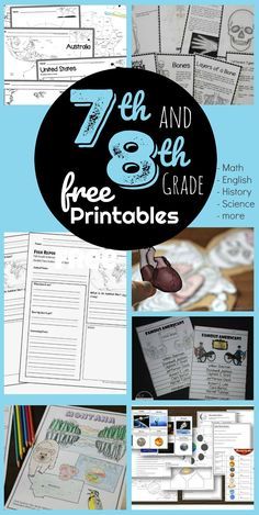 High School Worksheets, Homeschool 7th Grade, 8th Grade Worksheets, Free Science Printables, 7th Grade Homeschool, 8th Grade Math Worksheets, 7th Grade Social Studies, Science Printables, Homeschool Middle School