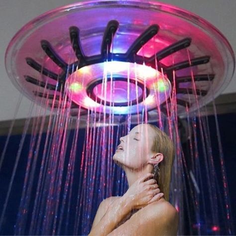 Easy Bathroom Upgrades, Overhead Shower Head, Led Shower Head, Color Lighting, Unique Shower, Rainfall Shower Head, Rainfall Shower, Bath Room, Running Water