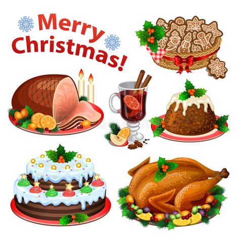 Set of cartoon icons for Christmas dinner. Traditional christmas food and desserts, roast Turkey, ham, Christmas pie, pudding, mulled wine. Vector illustration #AD , #SPONSORED, #Sponsored, #Traditional, #christmas, #Christmas, #dinner Christmas Dinner Images, Turkey And Ham Pie, Traditional Christmas Food, Turkey Ham, Food Clipart, Food Cartoon, Christmas Food Dinner, Christmas Cartoons, Roasted Turkey