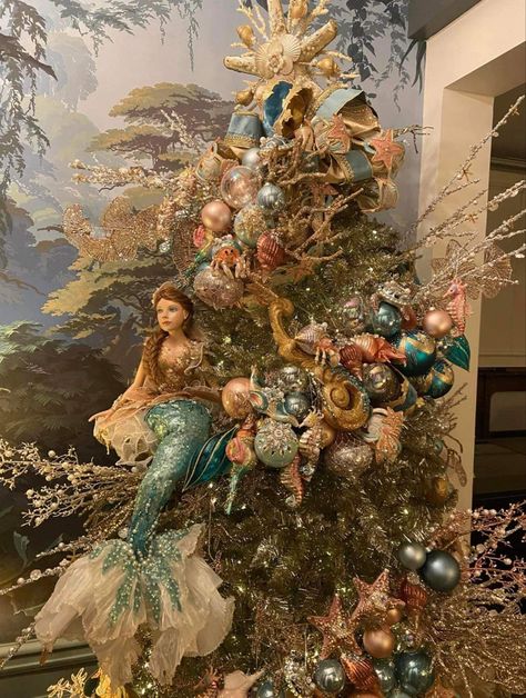 Tropical Christmas Decorations, Tropical Christmas Trees, Beachy Christmas Tree, Mermaid Christmas Tree, Peacock Christmas Tree, Beach Christmas Decorations, Themed Christmas Tree, Coastal Christmas Tree, Mermaid Christmas