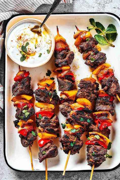 lamb skewers. Greek Lamb Skewers, Lamb Skewers Recipes, Lamb Kebabs Recipes Skewers, Lamb Kebab Recipes, Mediterranean Skewers, Cloud Bread Pizza, Mediterranean Bar, Lamb Kebab, Lamb Kabobs