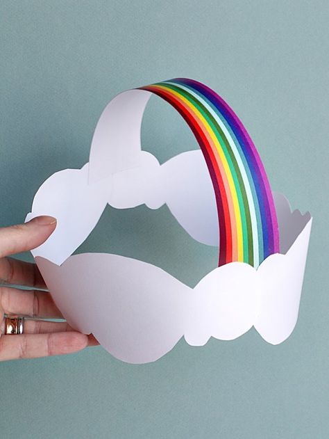 Clouds and Rainbow Crown Hat for St. Patrick's Day (a printable) March Crafts, St Patricks Day Crafts For Kids, Crazy Hat Day, Rainbow Hats, Diy Crown, St Patrick's Day Crafts, Rainbow Crafts, Rainbow Party, Craft Projects For Kids