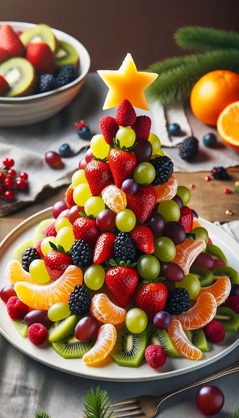 Get ready for holiday fun with our Fruit Christmas Tree guide! This easy-to-make, edible centerpiece is perfect for adding a festive touch to your table. Follow our clear instructions to create an eye-catching tree using your favorite fruits like strawberries, kiwis, and grapes. Healthy Christmas Desserts, Healthy Holiday Treats, Fruit Christmas, Fruit Christmas Tree, Snacks Fruit, Tree Centerpiece, Fruit Appetizers, Decorações Com Comidas, Iowa Girl Eats