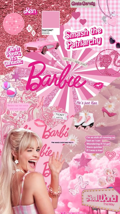 Barbiecore Aesthetic, Case Studio, Movie Collage, Cellphone Background, Barbie Drawing, Girly Movies, Smash The Patriarchy, Barbie Movie, Iphone Wallpaper Girly