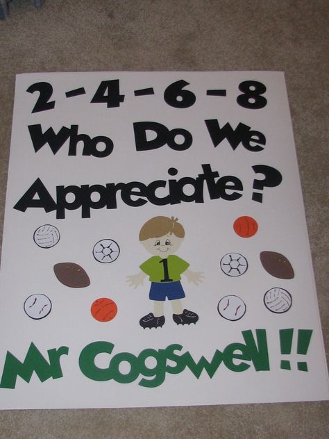 Gym teacher appreciation poster Appreciation Posters Staff, Gym Teacher Appreciation Door, Pe Teacher Appreciation Poster, Gym Teacher Appreciation, Pe Teacher Appreciation Door, Gym Teacher Gifts, Teacher Appreciation Poster, Teacher Appreciation Signs, Teacher Appreciation Door Decorations