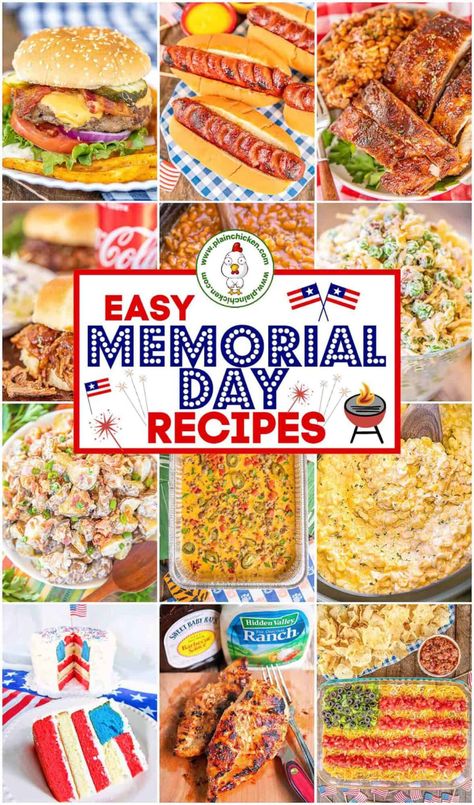 Pantry Cooking Plain Chicken Recipes, Easy Cream Pie, Memorial Day Food, Memorial Day Foods, Memorial Day Recipes, Labor Day Party, Plain Chicken, Different Foods, Bbq Pulled Pork