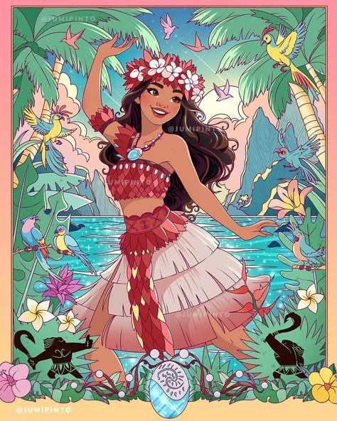 Hey everyone! I’m thrilled to share my latest commission with you all: a Moana design for @sweetpicpinup. It was an incredible experience… | אינסטגרם Moana Art, Aurora Maleficent, Disney Moana Art, Painting Procreate, Disneyland Princess, Illustrator Artwork, Princess Moana, Disney Princess Artwork, Disney Kingdom