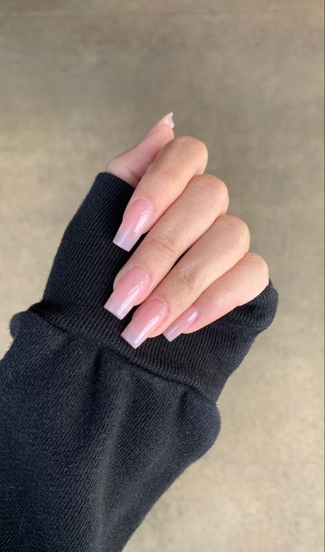 Jelly Nails Acrylic Coffin Pink, Jelly Square Nails, Matte Jelly Nails, Square Jelly Nails, Jelly Pink Acrylic Nails, Blush Jelly Nails, Jelly Nude Nails, Nude Jelly Nails, Full Set Nails Acrylic